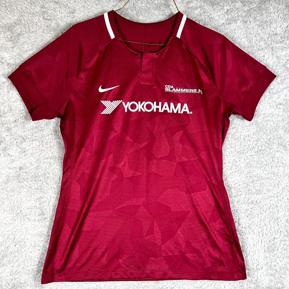 CDA Slammers FC Jersey Womens Medium Maroon Nike Soccer Yokohama Bina #9 Dri Fit